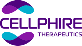 'Cellphire Therapeutics' | Blue and purple semi circles surrounding text